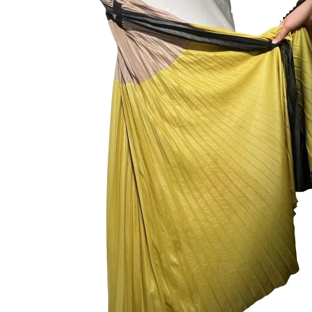 Lilyan Colorblocked Dress by BCBGMAXAZRIA NWT as is Flaw Flowy Wedding Guest sm - Picture 9 of 12